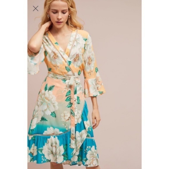 Anthropologie  FARM RIO SUNSET WRAP DRESS - Picture 8 of 8
